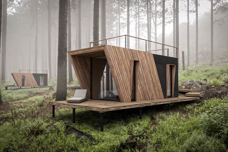 модульный дом для глэмпинга в лесу от Ecocamp
