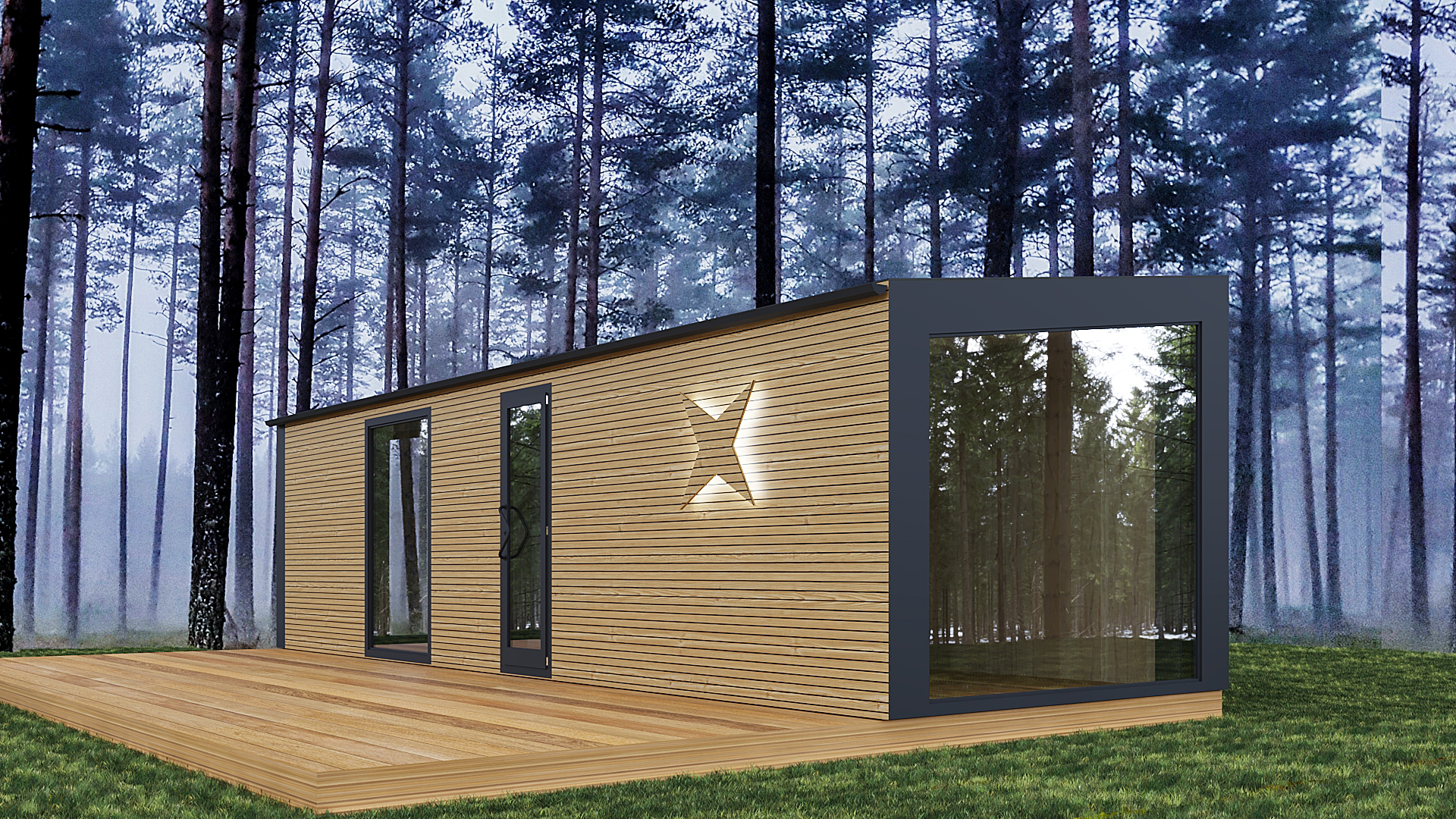 Модульный дом с односкатной кровлей